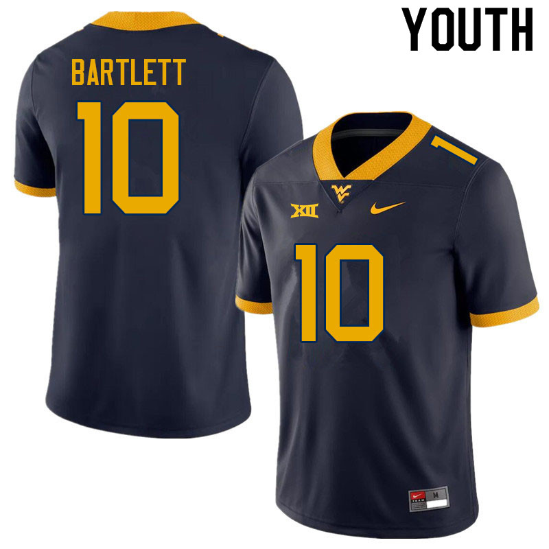 Youth #10 Jared Bartlett West Virginia Mountaineers College Football Jerseys Sale-Navy